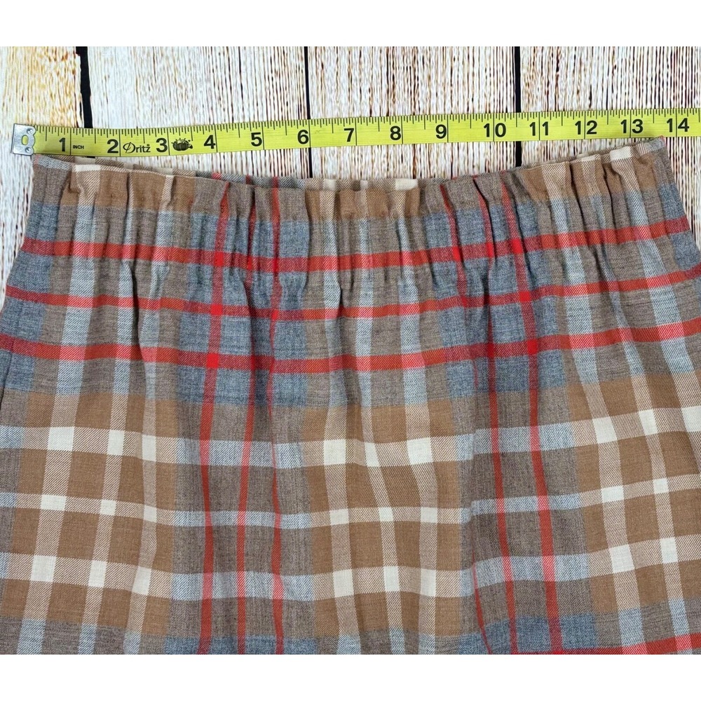 J. Crew Plaid Mini Skirt Size 4 Wool Blend Sidewalk Lined Pull On Elastic Waist - Picture 5 of 7